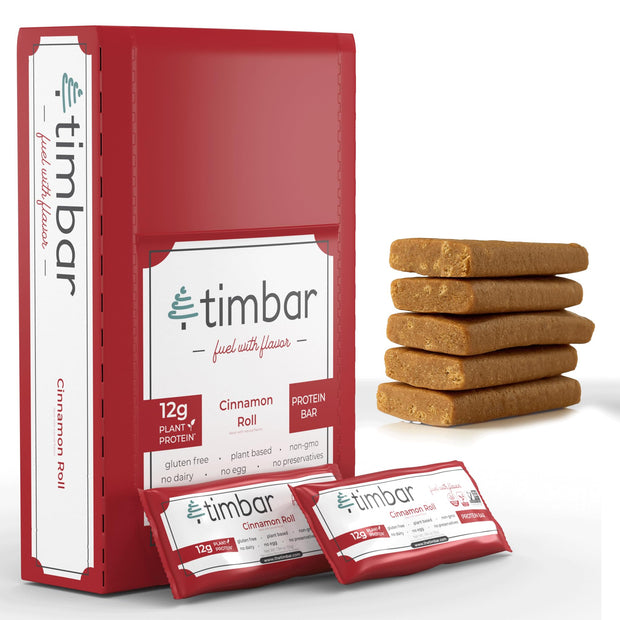 timbar Protein Bars 4 Pack | 12g Plant Based Protein & 9g Fiber Plant Based- Energy & Nut Bars | Gluten Free, Non-GMO, Dairy Free, Healthy On-the-Go Snack & Meal Replacement (4 Packs, Sampler Pack)
