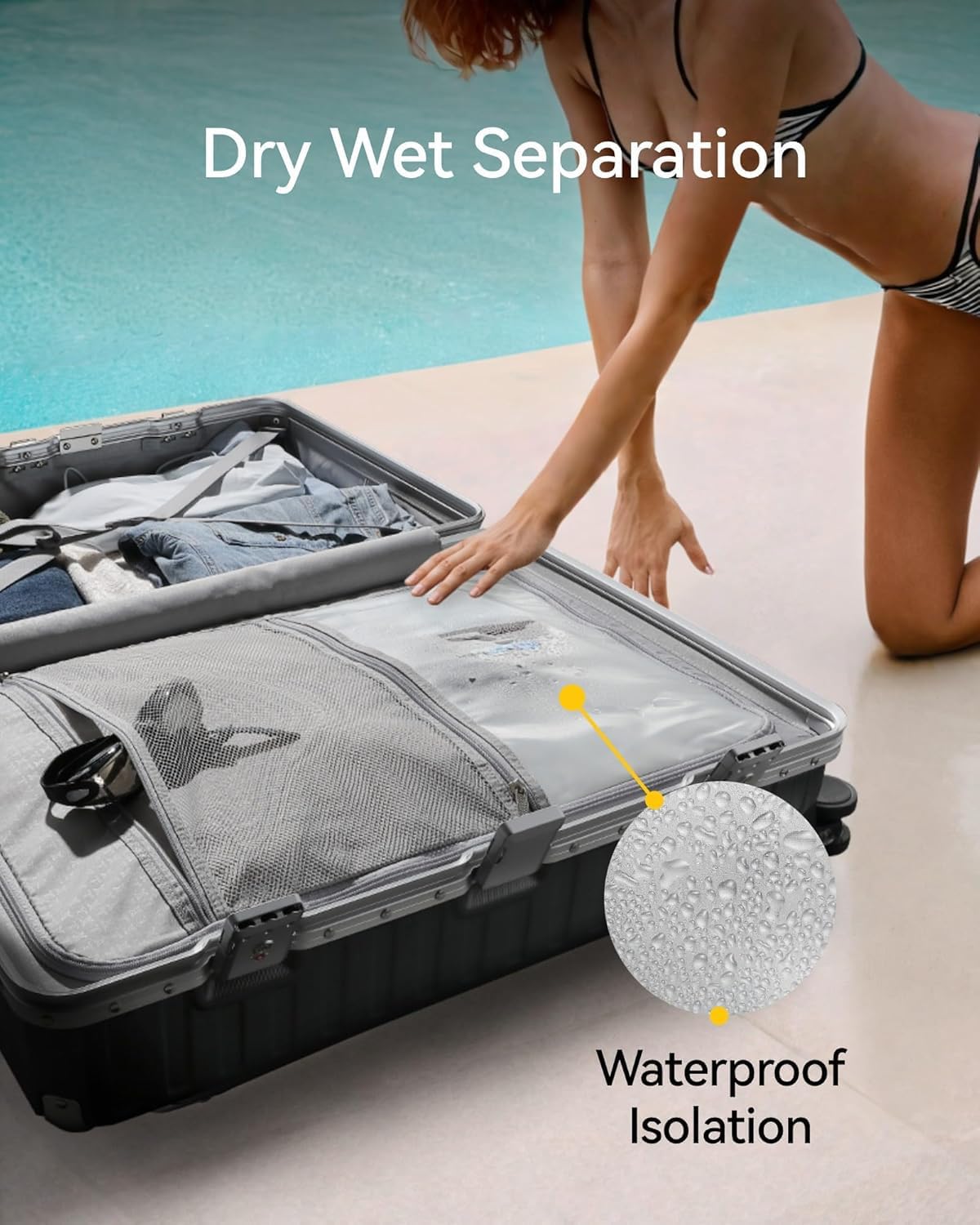 LUGGEX Luggage Sets with Spinner Wheels, 2 Piece (20/28) Aluminum Frame Zipperless Polycarbonate Hard Shell Suitcase Sets, Charcoal Metallic