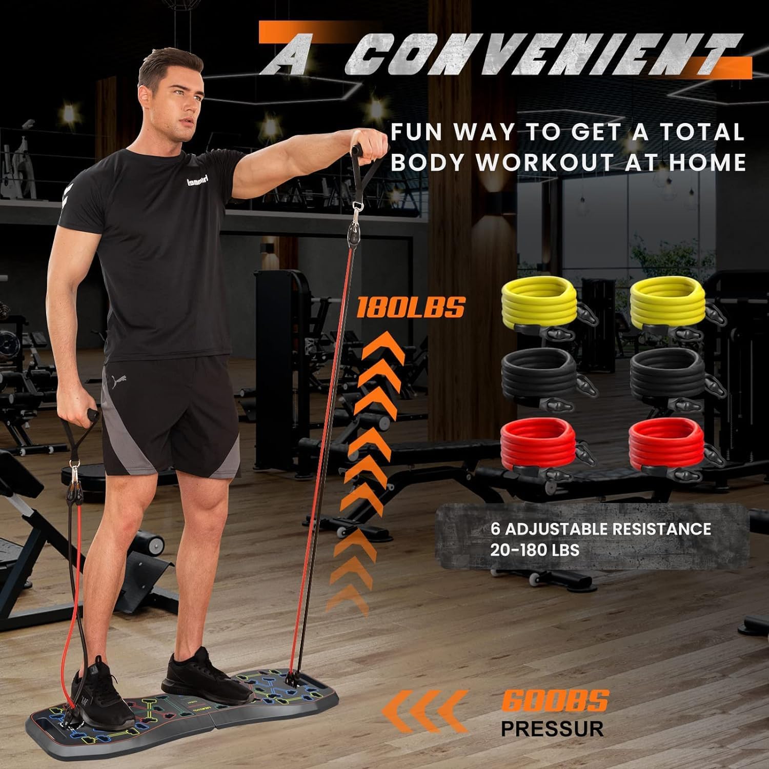 LALAHIGH 25-in-1 4rd Generation Push Up Board - Multi-Functional Foldable Gym System with Resistance Bands, Pilates Bar & Pulleys, Portable Workout Equipment for Men & Women, Chest/Back/Abs Training