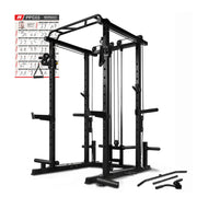 RitFit Multi-Function Squat Rack Power Cage PPC03 with Cable Crossover System, 1000LBS Capacity Power Rack and Packages with Optional Weight Bench, Barbell Weight Set, for Garage Workout & Home Gym