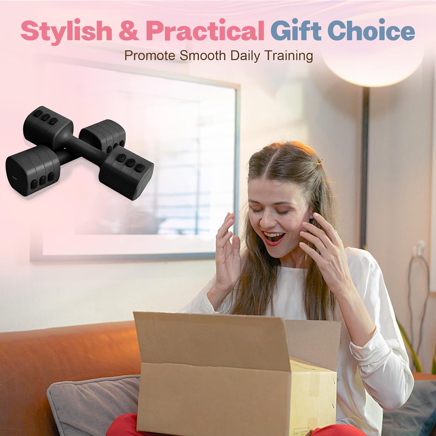 Adjustable Dumbbell Set of 2, 4 in 1 Free Weights Dumbbells Set for Women with Fast Adjustment, Each 2lb 3lb 4lb 5lb Hand Weights Set for Home Gym & Outdoor Exercise Training