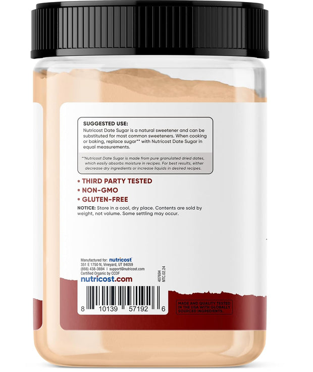 Nutricost Organic Date Sugar (1LB) - USDA Organic, Vegan, GMO-Free. Pantry