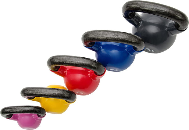 Sunny Health & Fitness Vinyl Coated Kettlebell for Strength Weight Training & Swinging Exercise - In 5, 10, 15, 20, 25 Pound