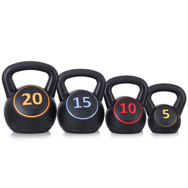 LEMY 3/4-Piece Kettlebell Strength Training Set, Fitness Equipment Exercise Wide Grip Kettlebells, Full Body Workout, Core Training for Home, Gym