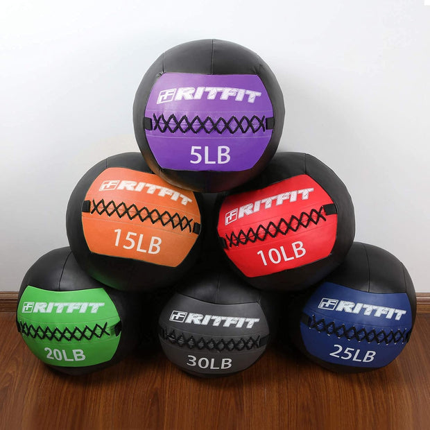RitFit Medicine Ball / weight ball / Soft Medicine Ball / Wall Medicine Ball / Soft Wall Ball / Wall Ball set/ Medicine Balls for Exercise and Conditioning Workouts, Fitness Gym Equipment for Core Training and Cross Training (5/10/15/20/25/30 lbs)