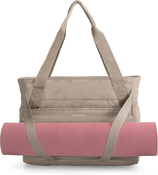 BAGSMART Tote Bag for Women with Zipper, Yoga Mat Bag Gym Tote for Travel, Work, Sport