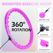 Weighted Hula Circle with 26/32 Links(56-66 Inch) for Adults Weight Loss, Infinity Fitness Hoop Plus Size, for Women Smart Exercise Equipment