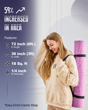 LOLLIPOP Thick Yoga Mat, Non-Slip Exercise Mat for Yoga, Pilates, Stretching Fitness & Exercise Mat with Easy-Cinch Carrier Strap