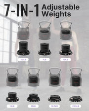 YOTTOY Adjustable Kettlebell,3.5-22.5LB Kettlebells Adjustable Set,Strength Training Kettlebells for Home Gym