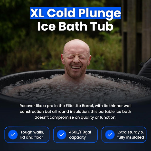 The Cold Pod Insulated Cold Plunge Tub Bundle - 85Gal Ice Bath Round Tubs with Energy Saving Multi-Layer Cover - Chiller Compatible&Silver Reflective