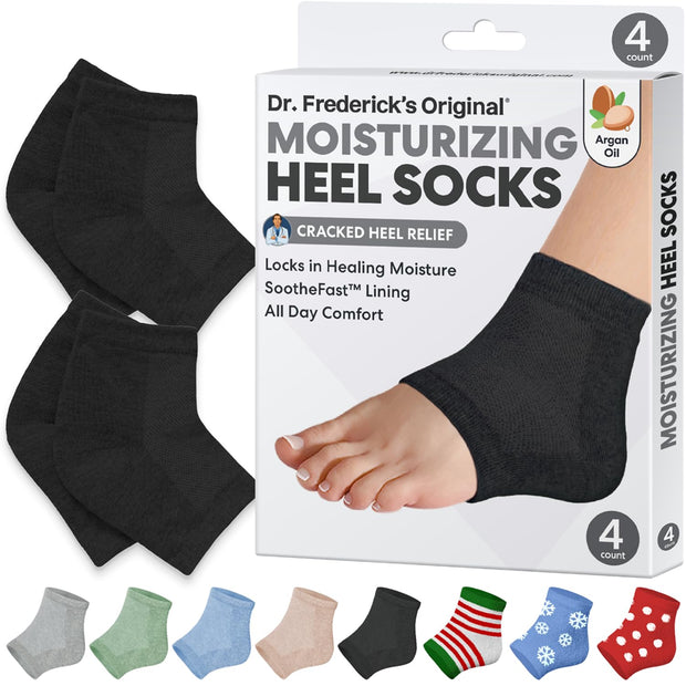 Dr. Frederick's Original Moisturizing Heel Socks for Cracked Heel Treatment - 2 Pairs - Stop Cracked Heels in Their Tracks