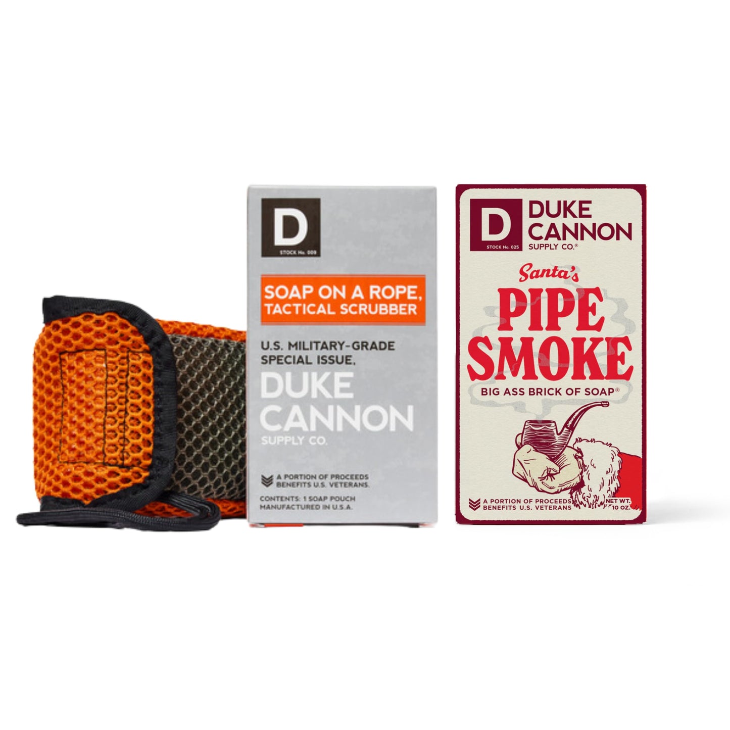 Duke Cannon Tactical Scrubber - Big American Bourbon Soap, U.S. Military-Grade Soap Pouch with Coarse & Soft Mesh, Oak Barrel Scented, 10 oz.