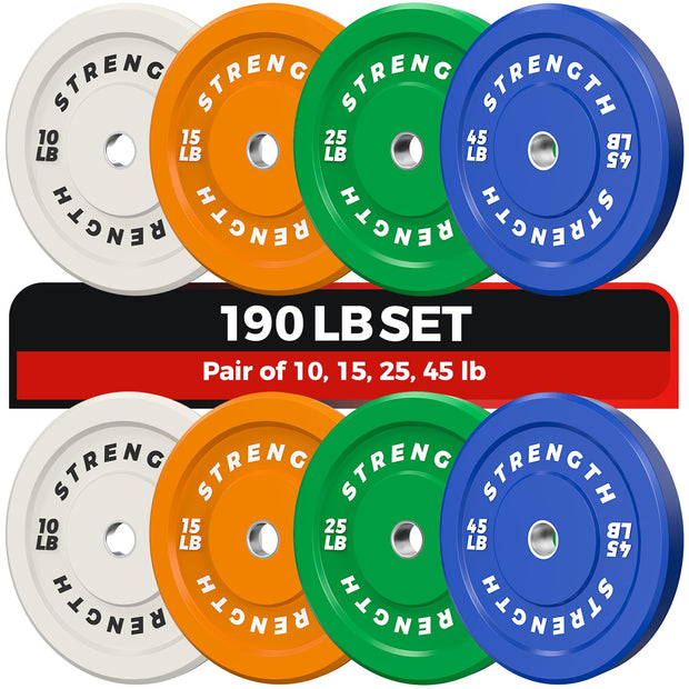Olympic Rubber Bumper Weight Set - 2 Inch Barbell Plates for Home Gym Strength Training
