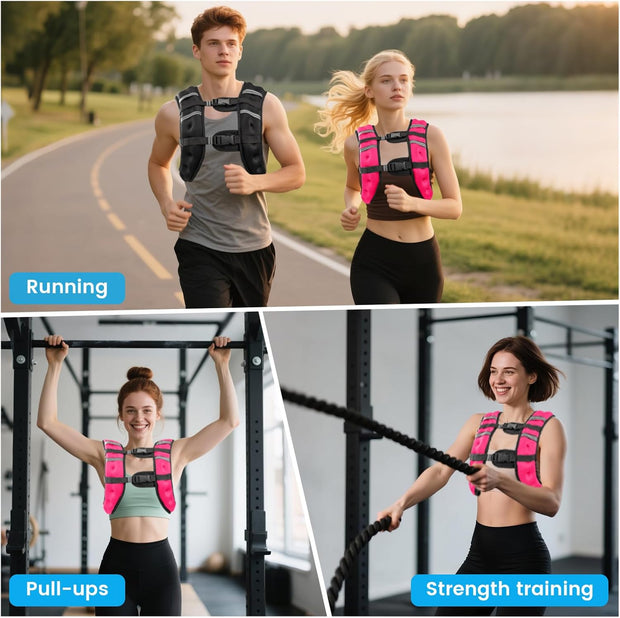Weighted Vest for Woman Men, 6lb/8lb/12lb/16lb/20lb/30lb Weight Vest with Reflective Stripe, Weight Vests Adjustable for Walking, Weight Loss, Training, Running