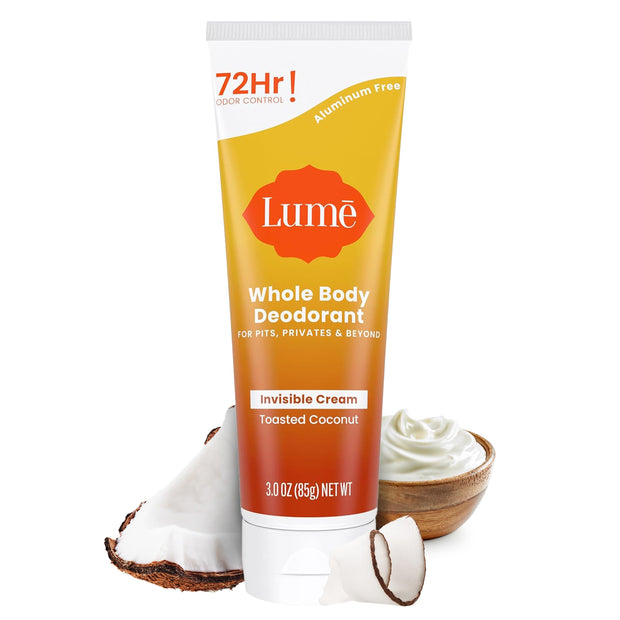 Lume Whole Body Deodorant - Invisible Cream Tube - 72 Hour Odor Control - Aluminum Free, Baking Soda Free, Skin Safe - 3.0 ounce (Clean Tangerine)