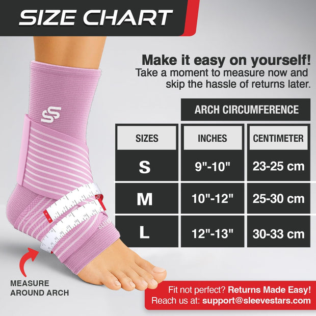 Sleeve Stars Ankle Brace for Women & Men, Ankle Wrap for Sprain, Compression Sleeve for Plantar Fasciitis Relief, Easy Customizable Support: w/ Removable Strap (Single/M:10"-12"/Black)