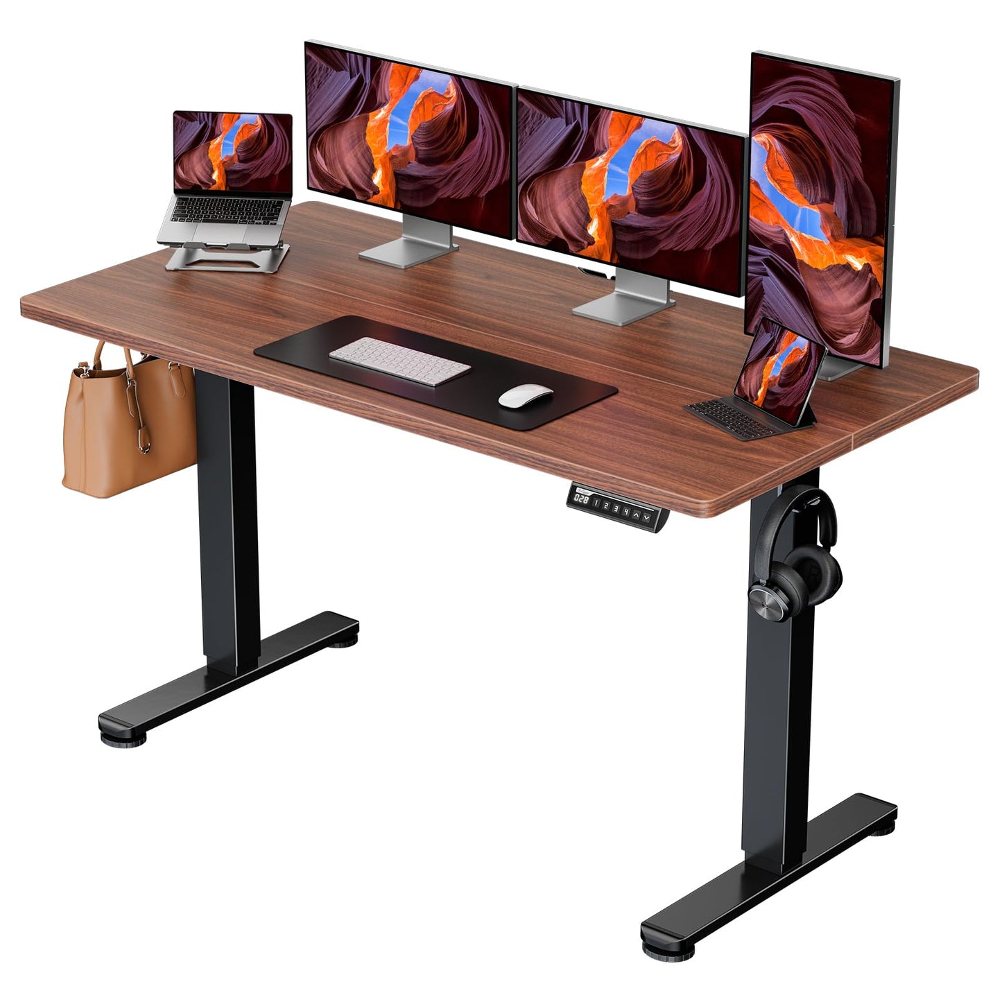 ErGear Height Adjustable Electric Standing Desk, 48 x 24 Inches Sit Stand up Desk, Memory Computer Home Office Desk with Two-Piece Desktop (Black)