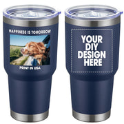 Personalized Custom Tumbler Print in USA 20oz Stainless Steel Coffee Cup with Lid & Straw Double Wall Insulated Tumbler with Colorful Text Logo Photo