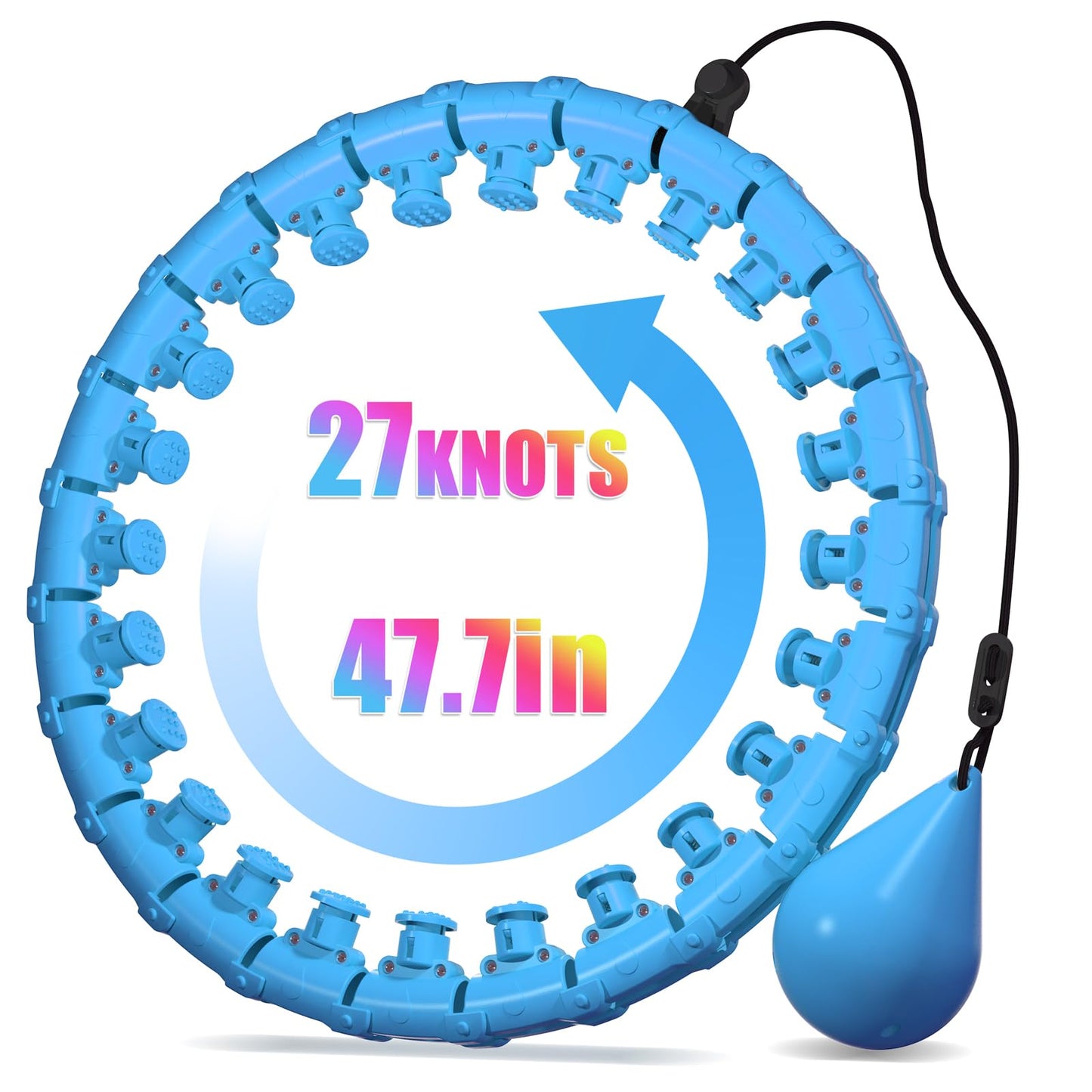 Weighted Hula Infinity Fitness Hoop for Adult Weight Loss, 2 in 1 Smart Fitness Workout Hula Circle Hoops with 27 Detachable Knots, Exercise Fit Hoop Suitable for Women and Beginners
