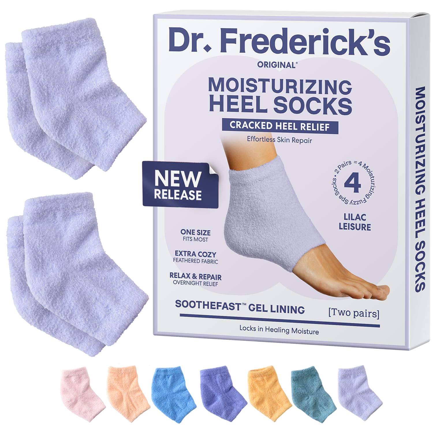 Dr. Frederick's Original Moisturizing Fuzzy Heel Socks - 2 Pairs - Cozy Gel-Lined Sleep Socks for Women & Men - Soothes Dry, Cracked Feet - Heel Repair - Relaxing Rose