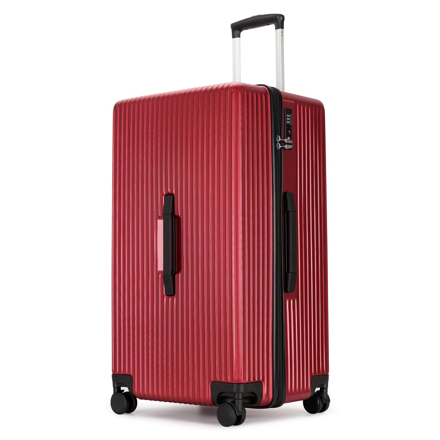 GinzaTravel Trunk Luggage, 28 Inch Luggage with Spinner Wheels, Scratch resistant texture Lightweight PC material with TSA Lock (Wine Red)