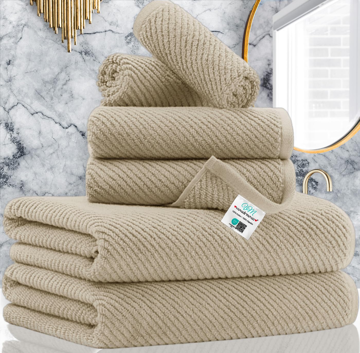 VOOVA & MOVAS Burgundy Towel Set - 100% Cotton | Lightweight | Soft | Quick Dry, 6 Piece Towel Set,2 Large Bath 30"x56", 2 Hand 18"x28", 2 Washcloths 13"x13", Towels Gift Set, Red Towels
