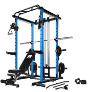 RitFit Multi-Function Squat Rack Power Cage PPC03 with Cable Crossover System, 1000LBS Capacity Power Rack and Packages with Optional Weight Bench, Barbell Weight Set, for Garage Workout & Home Gym