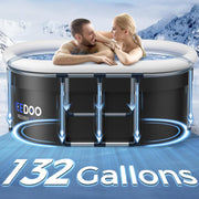 Upgraded 132-Gal Oval Ice Bath Tub with Air Ring, Portable Multi-Layered Cold Plunge Tub - Foldable & Inflatable, with Lid, for Athletes & Adults,Ideal for Home, Gym & Outdoor Use