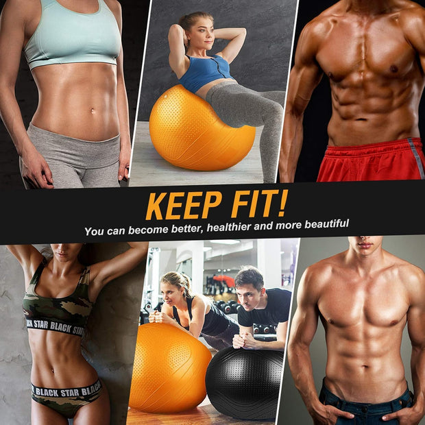 Yoga Ball, 18-30 Inch Extra Thick Exercise Ball for Workout Fitness Balance, Anti Burst Chair for Home and Office Desk, Includes Hand Pump & Workout Guide Access