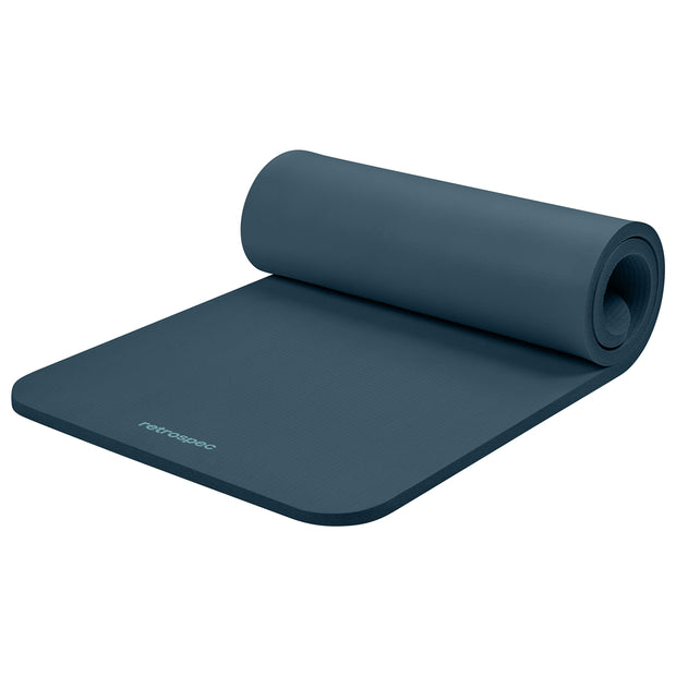 Retrospec Solana Yoga Mat 1" Thick With Nylon Carry Strap for Men & Women - Non Slip Exercise Mat for Home Yoga, Pilates, Stretching, Floor & Fitness Workouts