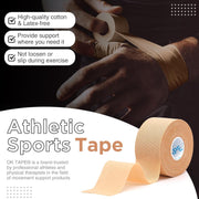 OK TAPE 4 Rolls Athletic Tape, Sports Tape for Injuries, Rigid, Easy Tear Medical Tape, Wrist Tape, No Sticky Residue | Secure Ankle, Finger, Knee- 1.5inch x 15yards (Purple)
