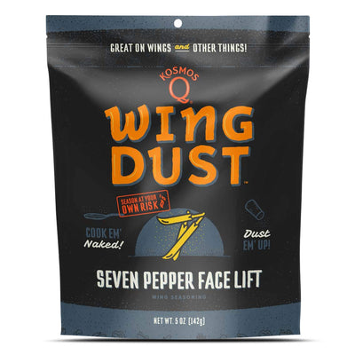 Kosmos Q Seven Pepper Face Lift Spicy Hot Wing Dust, Spicy Chicken Wing Seasoning for Chicken, Fries, Burgers, Queso, Beans & More, Flavorful Heat with 7-Pepper Blend Dry Rub Seasoning Dust, 5 Oz