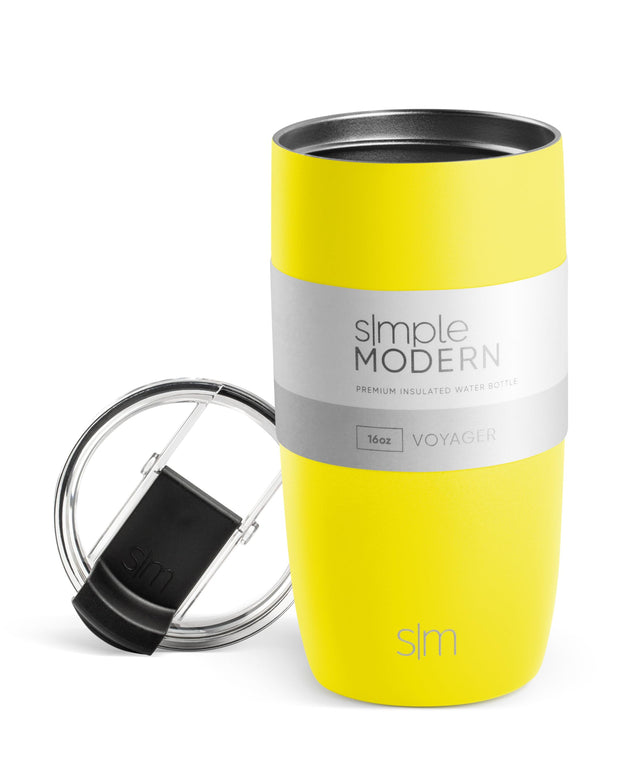 Simple Modern Travel Coffee Mug Tumbler with Flip Lid | Reusable Insulated Stainless Steel Cold Brew Iced Coffee Cup Thermos | Gifts for Women Men Him Her | Voyager Collection | 12oz | Almond Birch