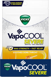 Vicks VapoCOOL SEVERE Medicated Sore Throat Drops, Fast-Acting Max Strength Relief, Soothes Sore Throat Caused by Cough, Powerful Vicks Vapors, Menthol, Honey Lemon Chill, 225 Total (5 Packs of 45)