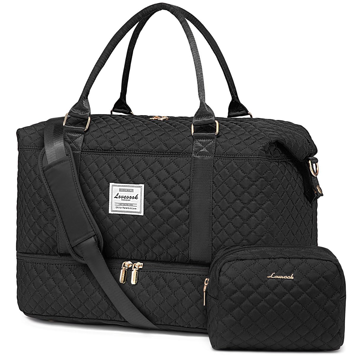 LOVEVOOK Travel Duffle Bag,Weekender Bags for Women with Shoe Compartment，Carry on Overnight Bag with Toiletry Bag,Gym Duffel Bag with Wet Pocket, Hospital Bags for Labor and Delivery