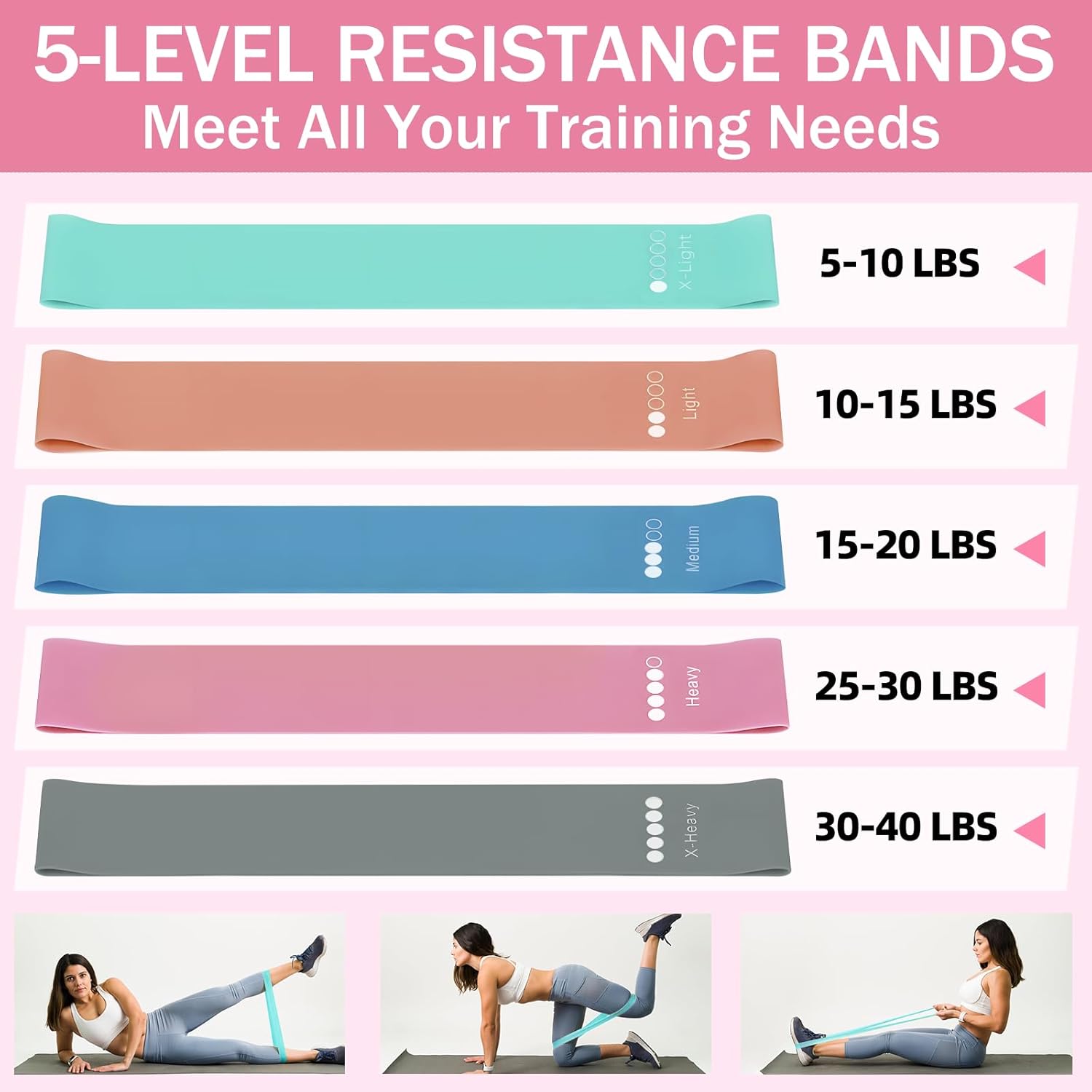 Home Pilates Essentials Kit for Women Pink Ring and Ball Pilates Set Equipment, Magic Circle with 5 Resistance Bands Premium Accessories Kits for Starter Toning Workouts at Home