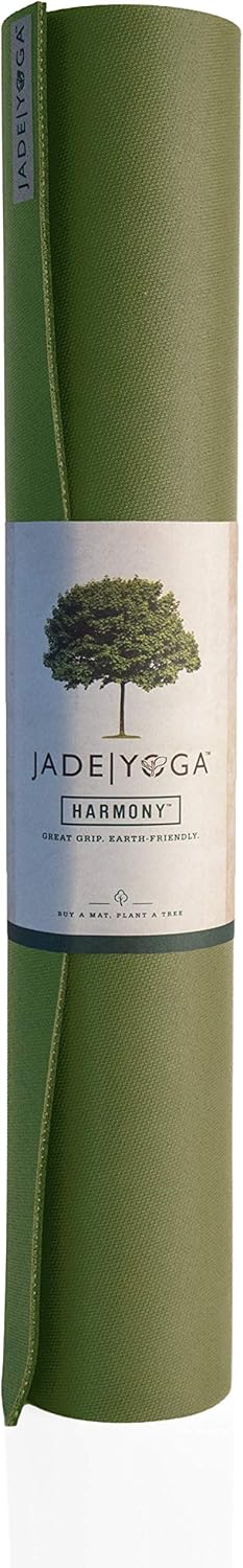 JadeYoga Harmony Yoga Mat - Durable & Thick Gym Fitness Mat, Non-Slip Natural Rubber Yoga Mat - Home Exercise & Stretching Mat, Workout Mat - Yoga, Pilates & Meditation for Women & Men