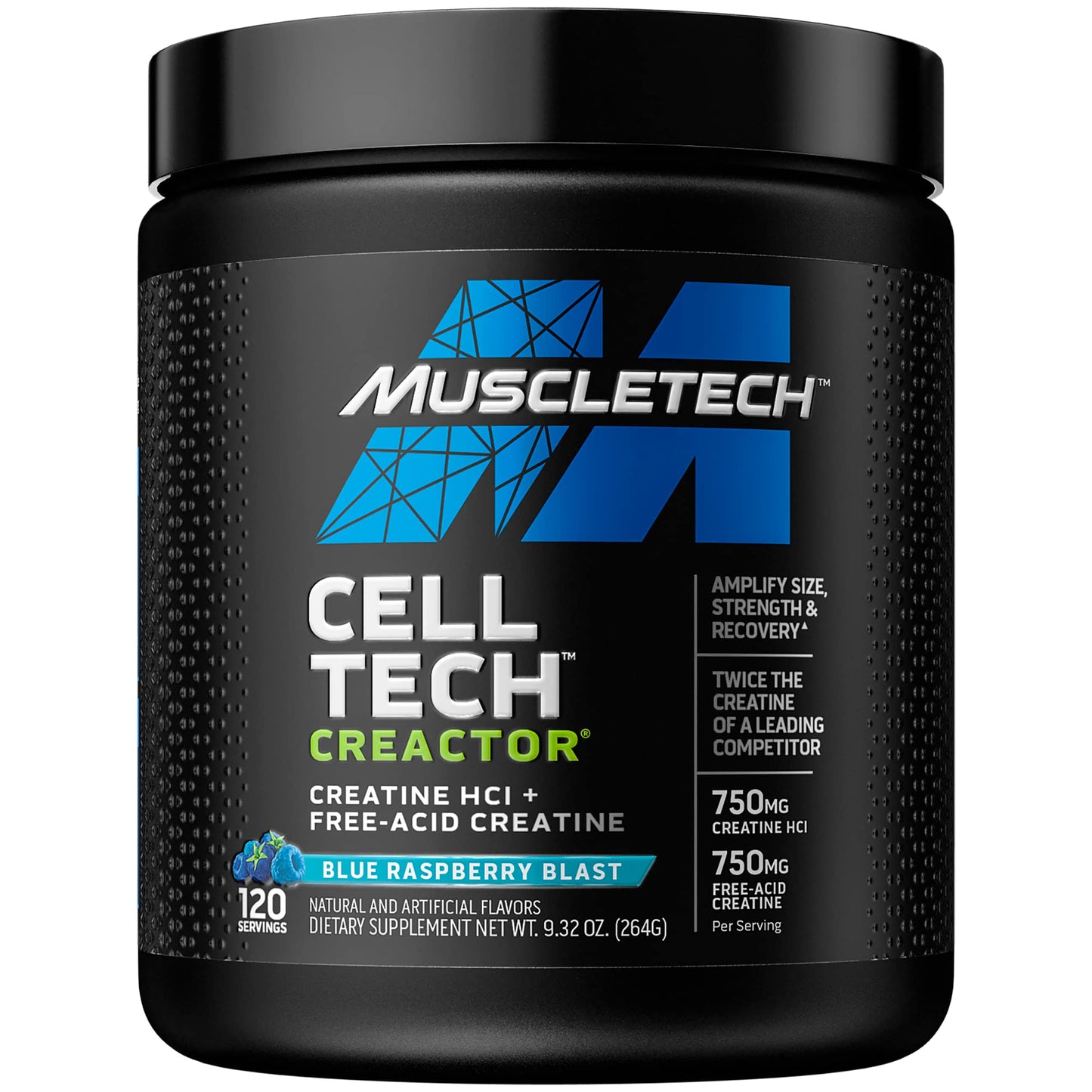 MuscleTech Cell-Tech Creactor Creatine HCl Powder,Post Workout Muscle Builder for Men & Women ,Creatine Hydrochloride + Free-Acid,Unflavored (120 Servings),8.47 oz