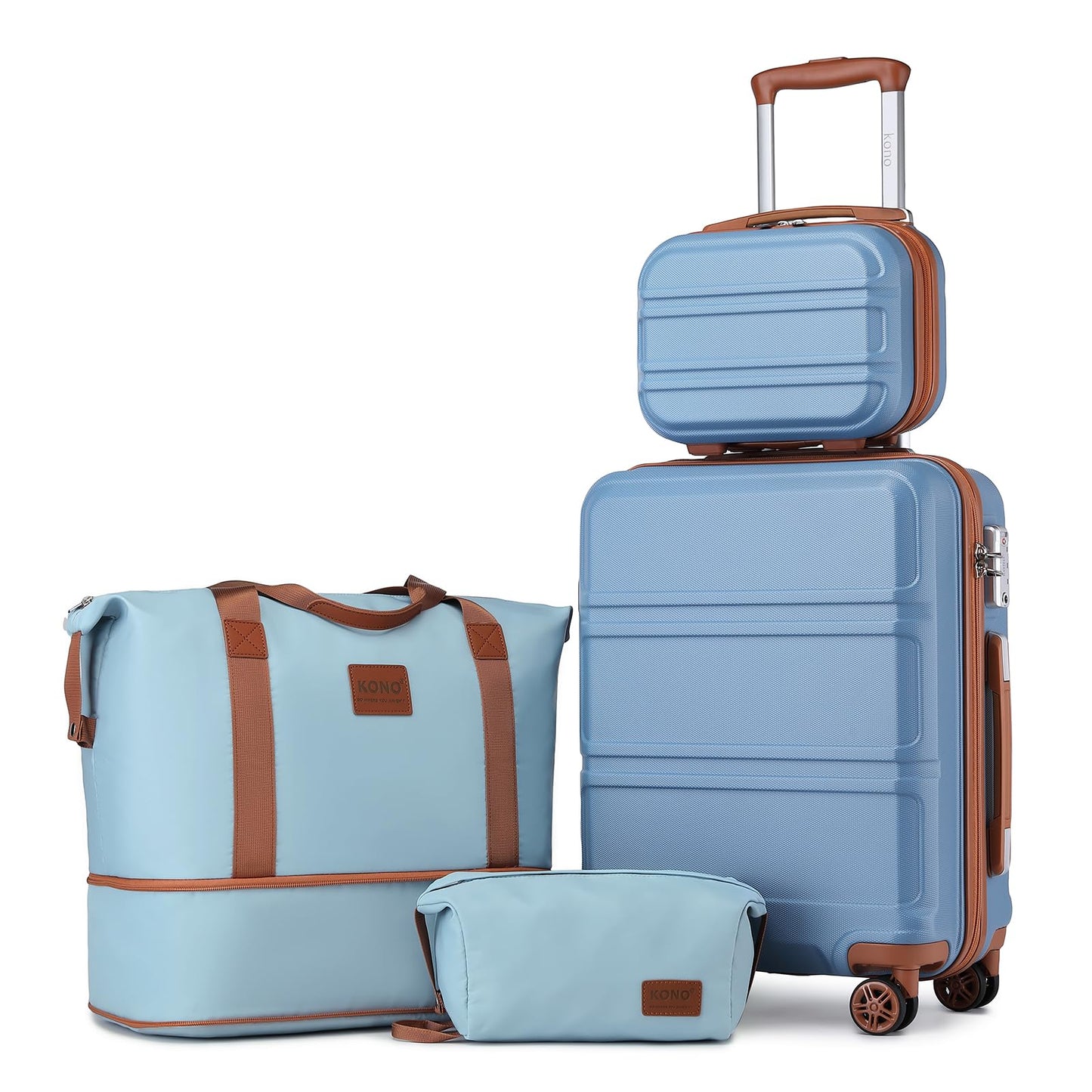 Kono 3 Piece Luggage Sets Expandable(only 28") Lightweight with Spinner Wheels TSA Lock Hardside Travel Rolling Suitcases 20in 24in 28in Carry on Pink