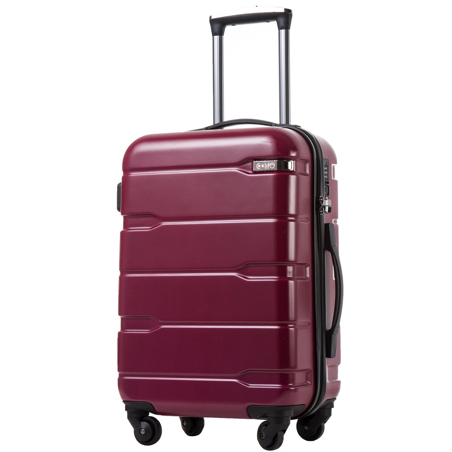 Coolife Luggage Expandable 3 Piece Sets PC+ABS Spinner Suitcase 20 inch 24 inch 28 inch (white, 3 piece set)
