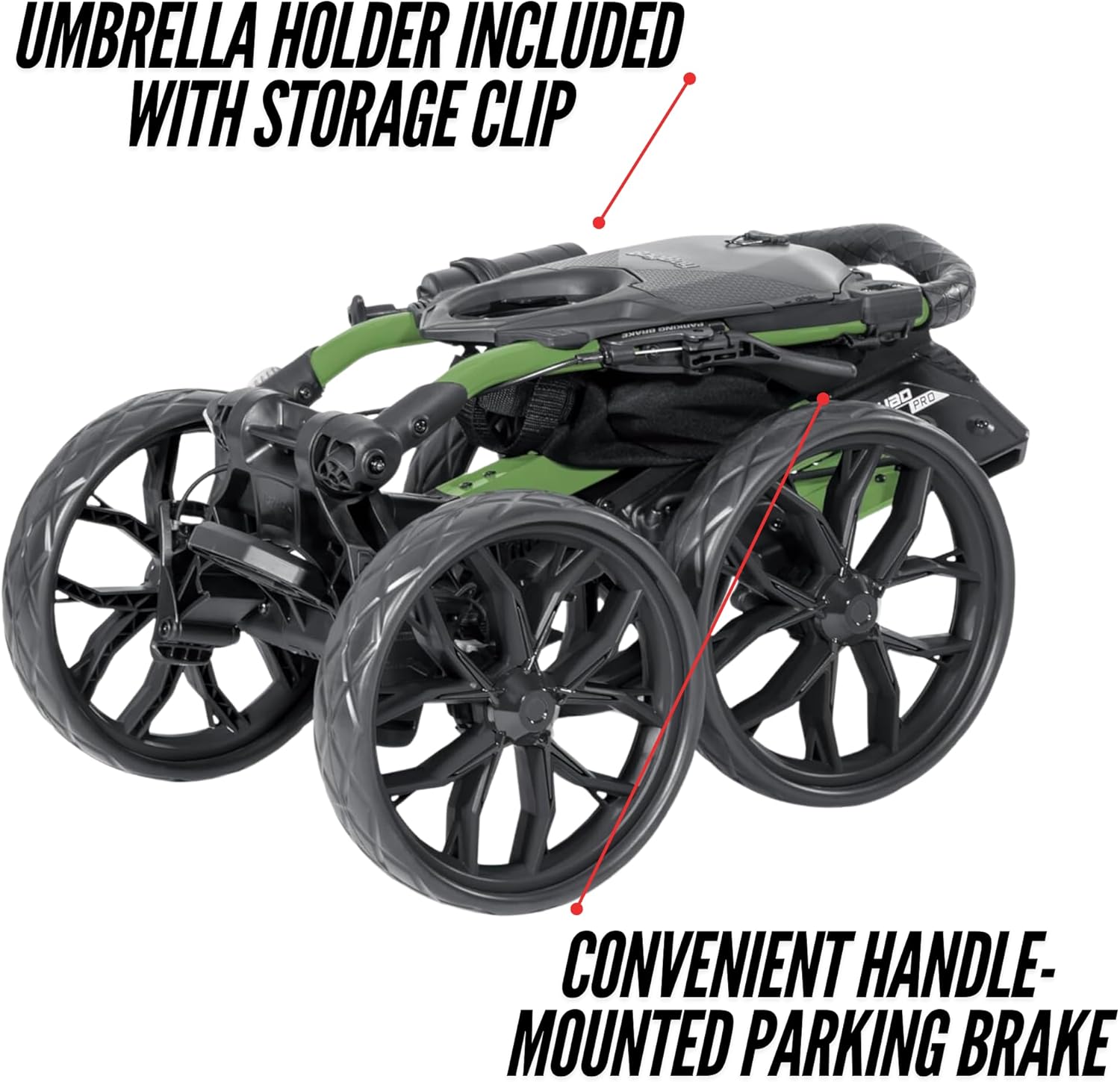 Bag Boy Quad Pro Push Cart, Green/Black