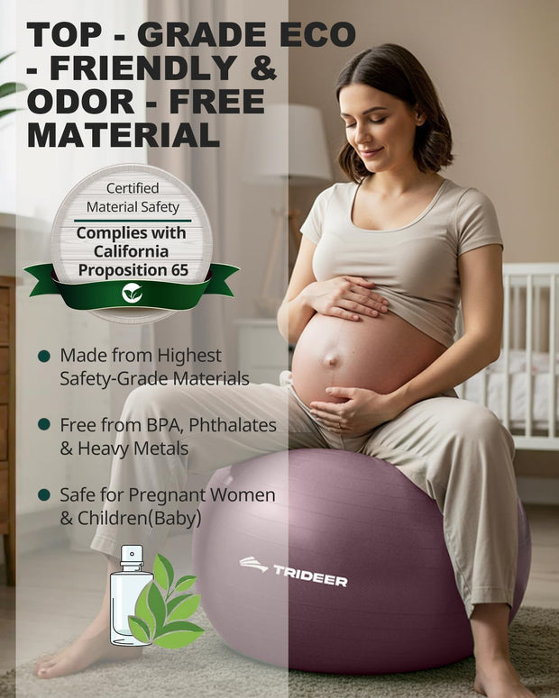 Trideer Yoga Ball – Anti-Burst Exercise Ball for Pregnancy, Office, Birthing, Stretching & Core Workout – Home Gym & Therapy