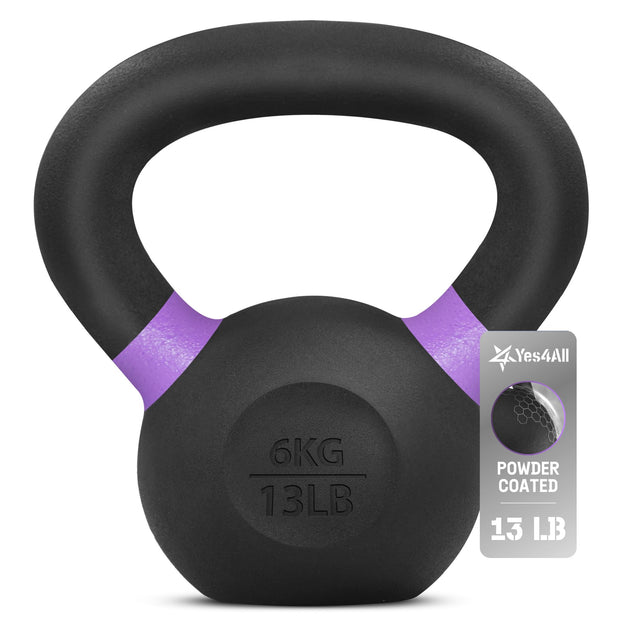 Yes4All Powder Coated Cast Iron Kettlebell Strength Training Kettlebells Weight Set for Full Body Workout, Home Gym