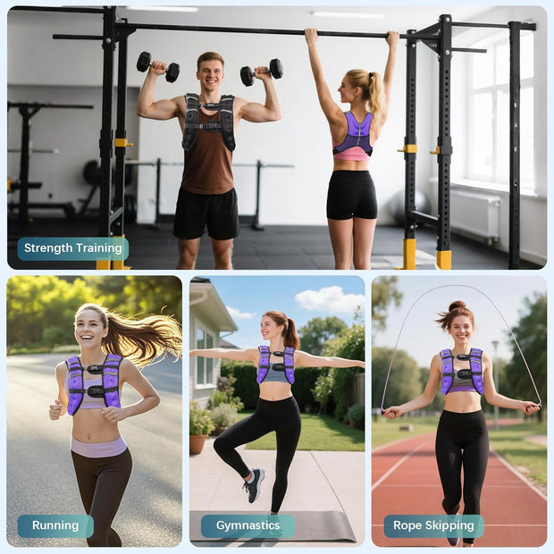 Weighted Vest, 8lb/12lb/16lb/20lb/25lb/30lb Weight Vest with Two Adjustment Straps for Men Women, Weight Vests with Reflective Stripe for Strength Training, Running, Jogging, Walking