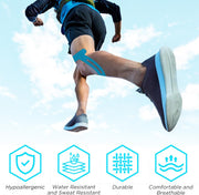 OK TAPE Nylon Kinesiology Tape for Knee, 10 Pcs Stretchable on Four Sides Precut Strips, Athletic Tape for Knee Support & Stability,Breathable and Hypoallergenic, Beige