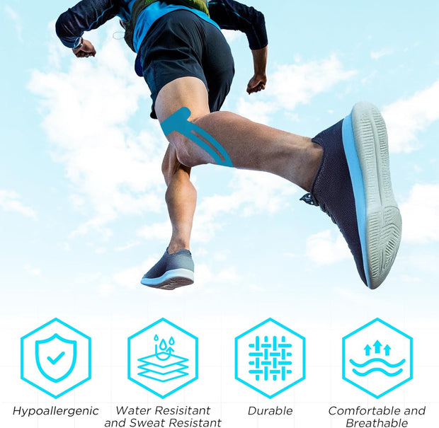 OK TAPE Nylon Kinesiology Tape for Knee, 10 Pcs Stretchable on Four Sides Precut Strips, Athletic Tape for Knee Support & Stability,Breathable and Hypoallergenic, Beige