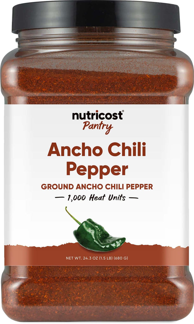 Nutricost Pantry Ancho Chili Pepper (1.5 LB) 1000 heat units - Vegan, Gluten-Free, Powder