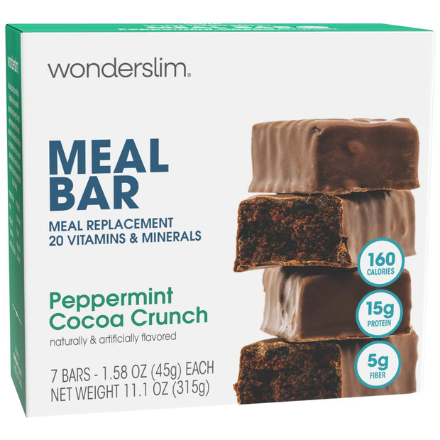 WonderSlim Meal Replacement Protein Bar, Variety Pack, 15g Protein, 20 Vitamins & Minerals (7ct)