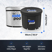 The Cold Pod Insulated Cold Plunge Tub Bundle - 85Gal Ice Bath Round Tubs with Energy Saving Multi-Layer Cover - Chiller Compatible&Silver Reflective