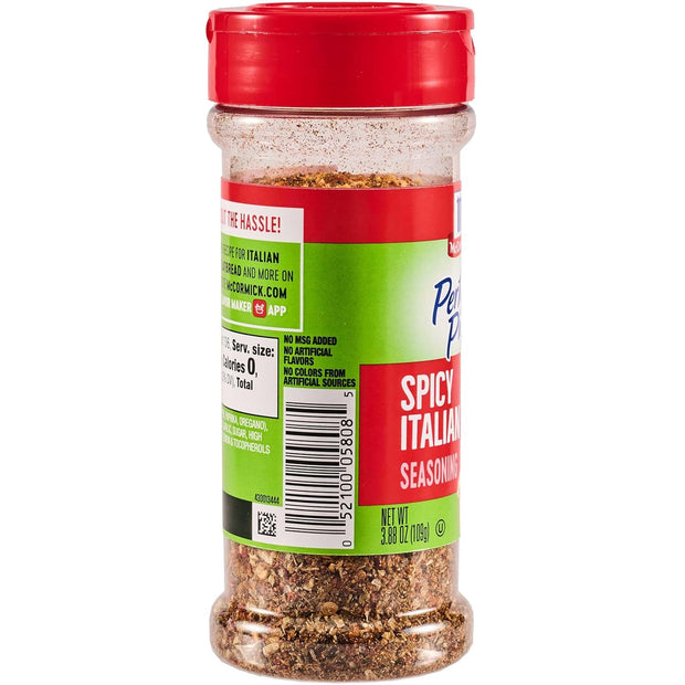 McCormick Perfect Pinch Seasoning, Spicy Italian, For Adding Italian Flavor with a Kick to Pizza, Pasta, Dressings & Sauces, 3.88 oz